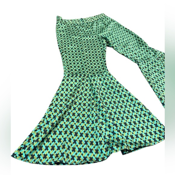 V Cristina Geometric Flare Pants in Green and Blue Size 8 - Picture 4 of 9